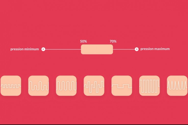 L’utilisatrice choisit la vibration qui lui convient via l’application