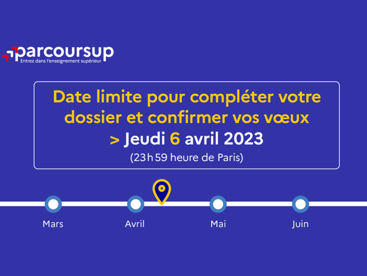 Date limite pour confirmer vos voeux Parcoursup : 6 avril 2023