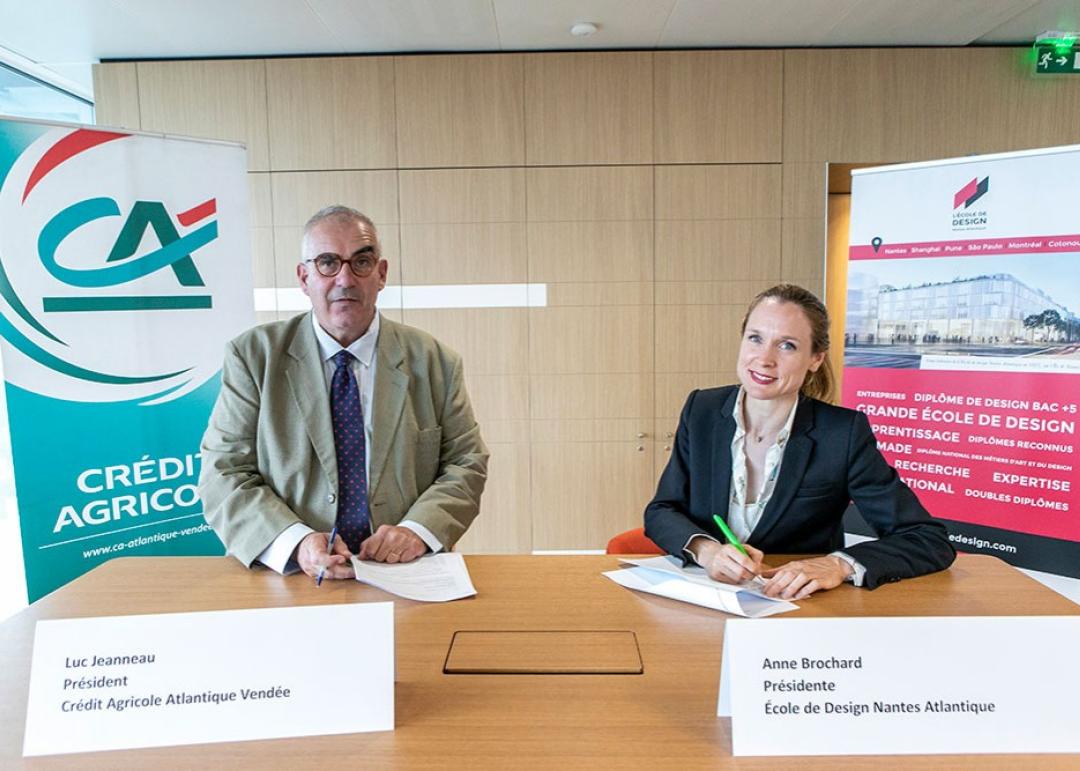 Le Crédit Agricole Atlantique Vendée et L’École de design Nantes Atlantique s’allient et signent une convention de mécénat
